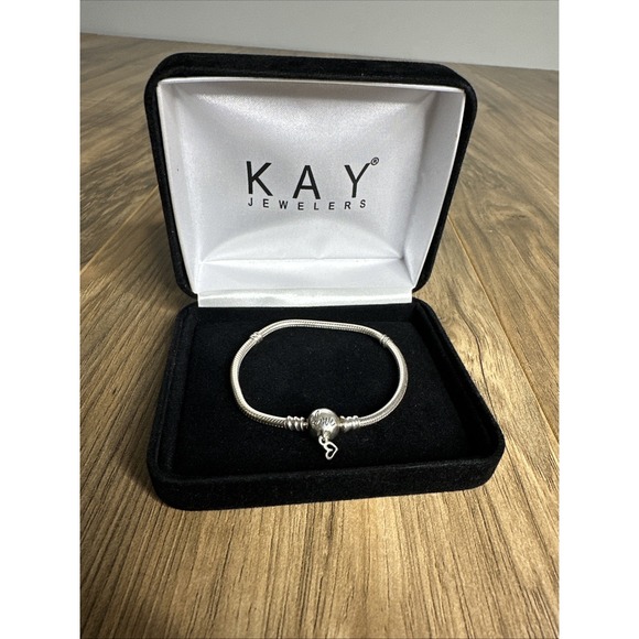 KAY Jewelers 925 Sterling Sliver Moments Halo Snake Chain Bracelet Love - Picture 1 of 11